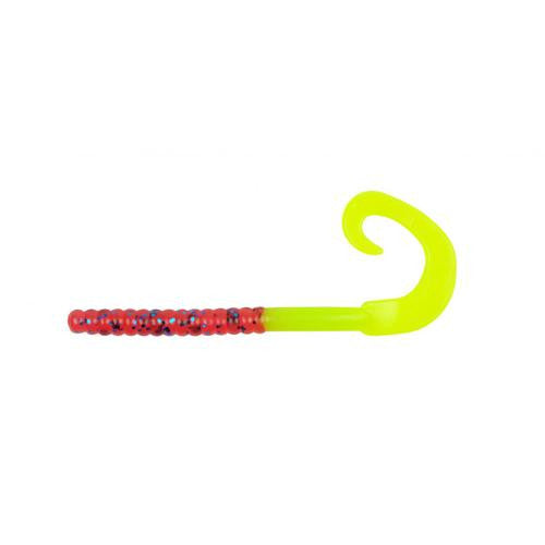 PowerBait Power Worm Soft Bait - 7" Length, Plum-Chartreuse, Per 13