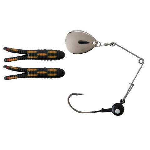 Beetle Spin Nickel Blade Hard Bait - 2" Length, Size 4 Hook, 1 Hook, Black Coach Dog, Per 2