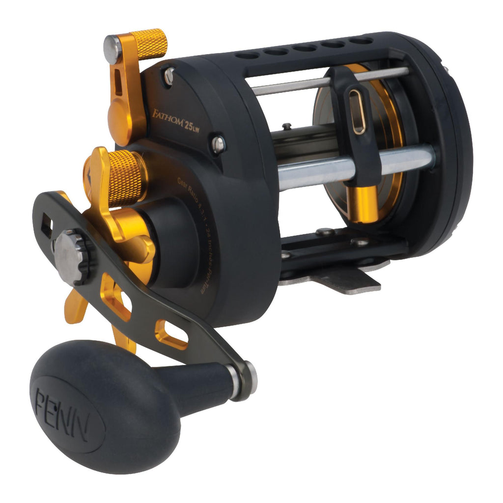 Fathom Level Wind Conventional Reel - 25 Size, 4.3:1 Gear Ratio, 24" Retrieve Rate, 30 lbs Max Drag, Right Hand