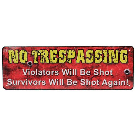 Tin Sign - No Trespassing, Size 10 1-2" x 3 1-2"