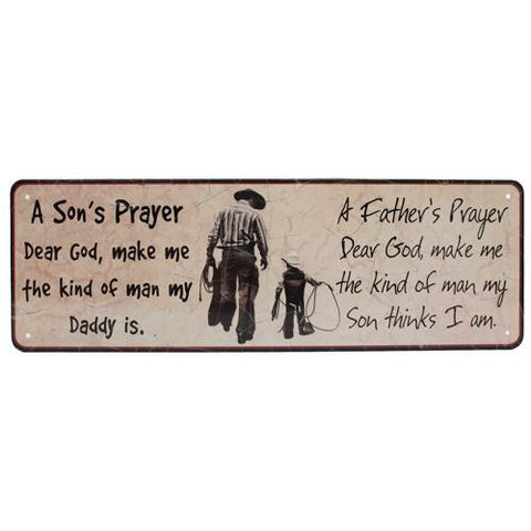 Tin Sign - Father and Son Prayer, Size 10 1-2" x 3 1-2"