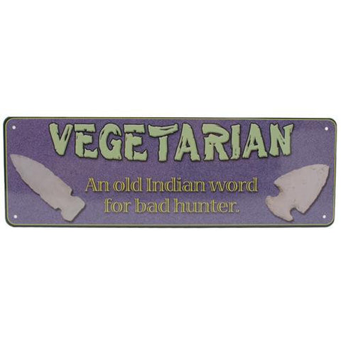 Tin Sign - Vegetarian, Size 10 1-2" x 3 1-2"