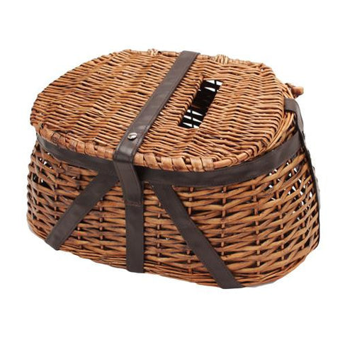 Wicker & Faux Leather Fishing Creel