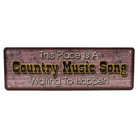 Tin Sign - Country Music Song, Size 10 1-2" x 3 1-2"