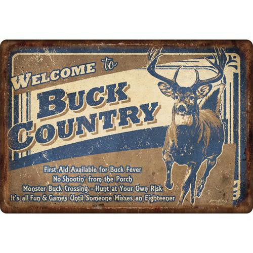 Tin Sign - Buck County, Size 12" x 17"