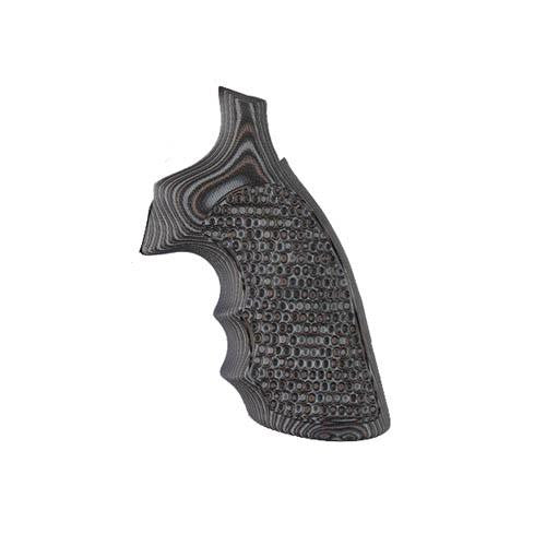 S&W K-L Frame Round Butt Grips - Convert, Finger Grooves, Piranha G10 G-Mascus Black-Gray