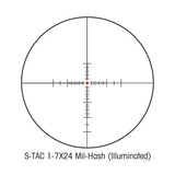 S-TAC 30mm Riflescope 1-7X24mm Illuminated Reticle Mil-Hash