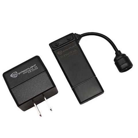 Clipmate Flashlights - USB w-120V AC, Black, White & Red LED