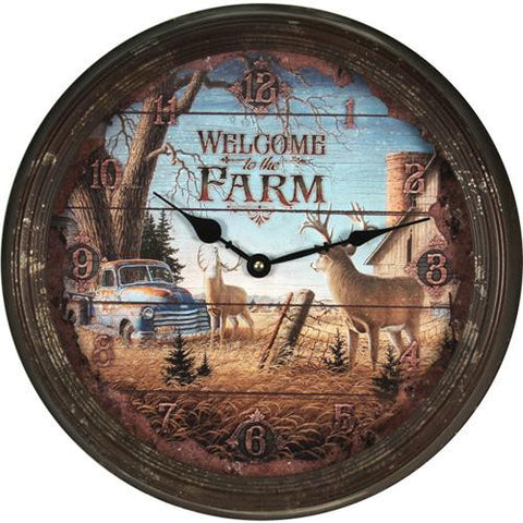 15" Metal Clock - Welcome Deer