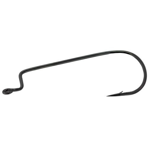 Lazer Worm Round Bend Hook, Platinum Black - Size 1-0 (Per 6)