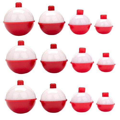 Snap-On Round Floats, Red-White - Assorted Sizes (Per 12)