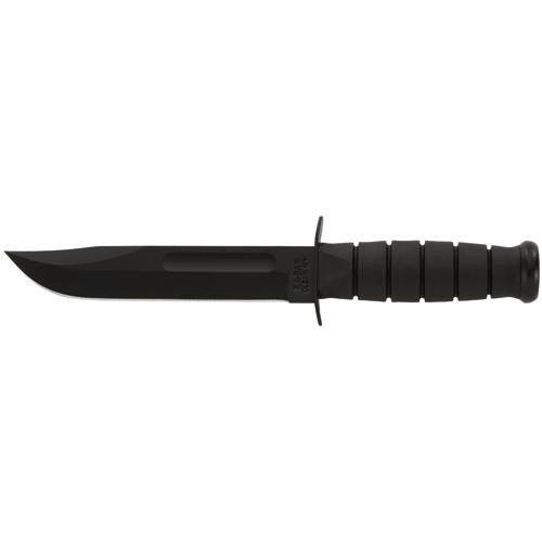 Fighting-Utility Knife, Black - Straight Edge, Leather Sheath