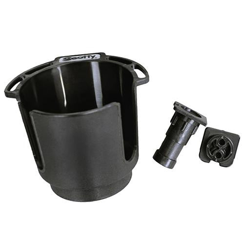 Cup Holder with Rod Holder Post and Bulkhead - Black