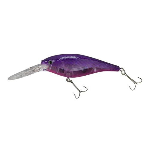 Flicker Shad Pro Flash Hard Bait - 2" Length, 9'-11' Swimming Depth, 2 Hooks, Flashy Purple Candy, Per 1