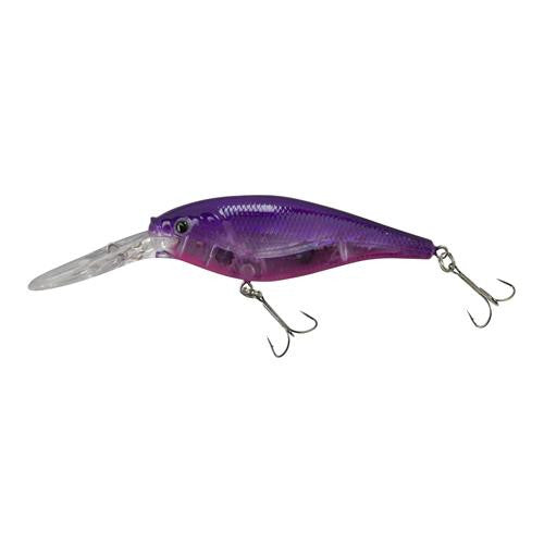 Flicker Shad Pro Flash Hard Bait - 2 3-4" Length, 11'-13' Swimming Depth, 2 Hooks, Flashy Purple Candy, Per 1