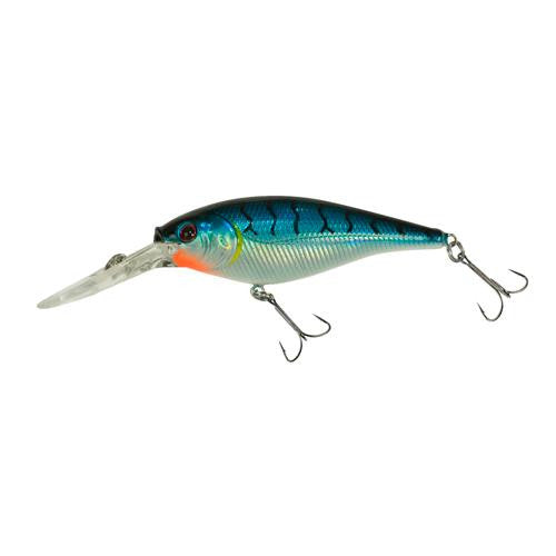 Flicker Shad Hard Bait - 3 1-2" Length, 11'-13' Swimming Depth, 2 Hooks, Blue Tiger, Per 1