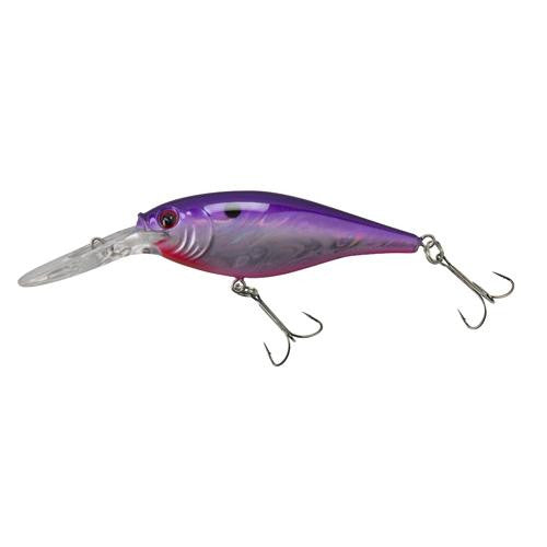 Flicker Shad Pro Slick Hard Bait - 2" Length, 9'-11' Swimming Depth:, 2 Hooks, Slick Purple Candy, Per 1