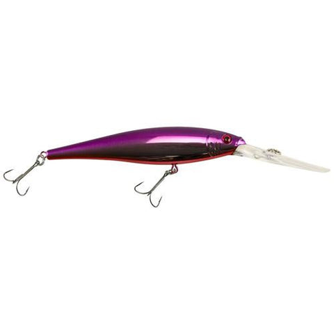 Flicker Minnow Hard Bait - 3 1-2" Length, 18'-23' Swimming Depth, 2 Hooks, Purple Flash, Per 1