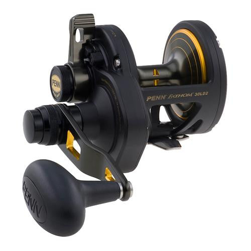 Fathom Lever Drag 2 Speed Conventional Reel - 30 Size, 5.5:1-2.7:1 Gear Ratio, 38"-19" Retrieve Rate, 33 lbs Max Drag, RH