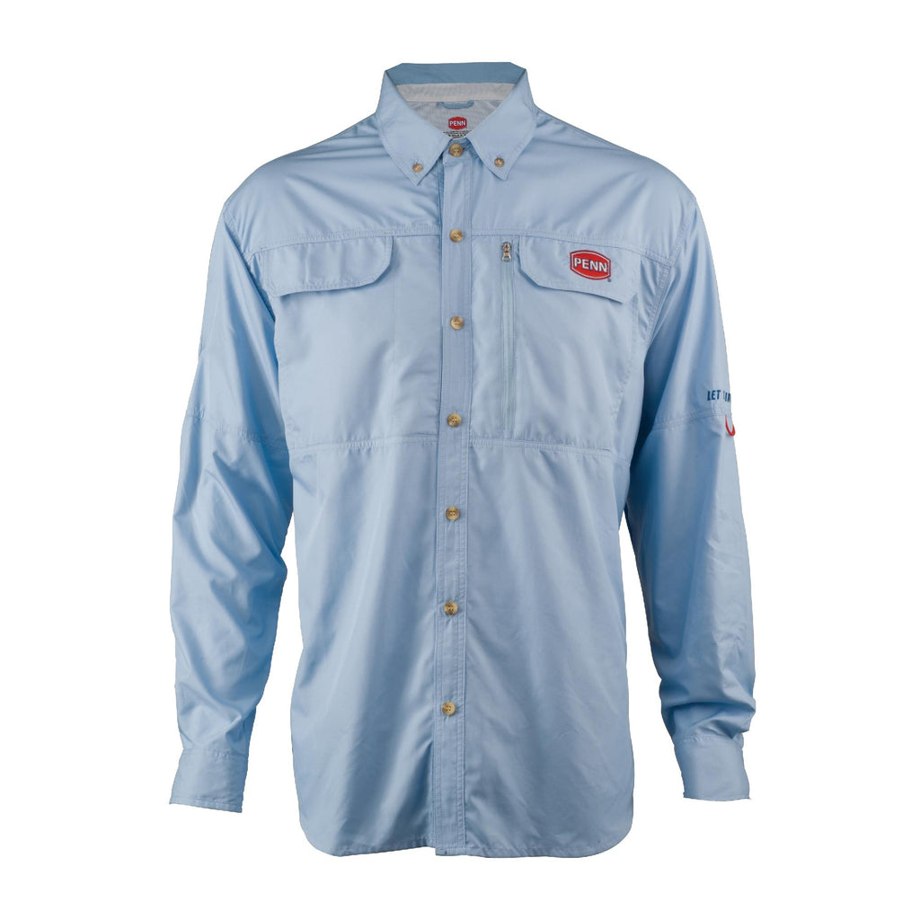 Vented Performance Long Sleeve Shirts - Blue, Large