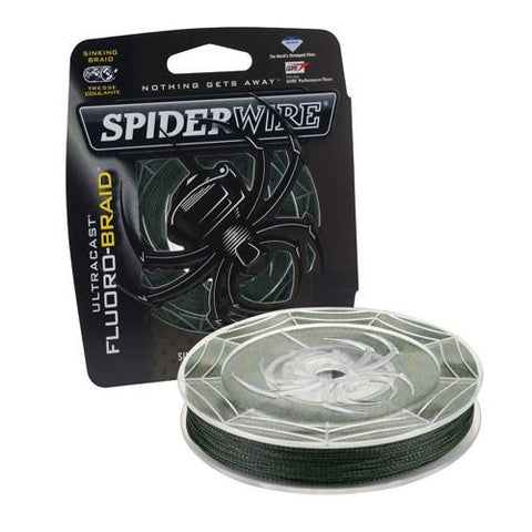 Ultracast Fluoro-Braid Superline Line Spool - 300 Yards, 0.008" Diameter, 10 lbs Breaking Strength, Moss Green