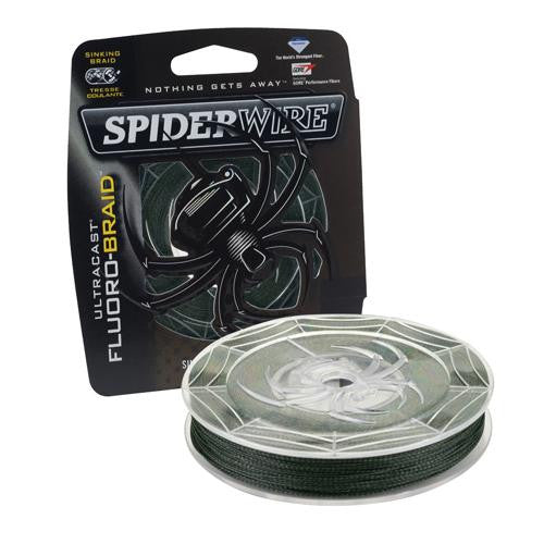 Ultracast Fluoro-Braid Superline Line Spool - 300 Yards, 0.012" Diameter, 30 lbs Breaking Strength, Moss Green