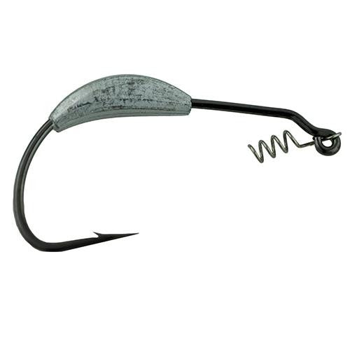 Worm Hook, Superline, Weighted, Spring Lock - Size 3-0, 1-8 oz, NS Nlack, Per 4