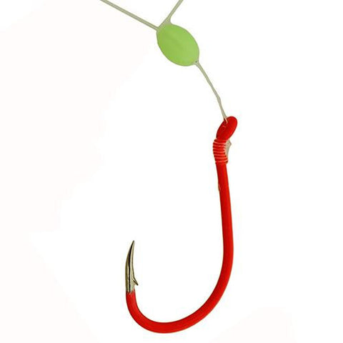 Walleye Snell with Glowbead Hook - Size 6, 8 Pound :ine, Fluorescent Red, Per 5