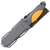 EX-F02 4.50" Fixed Tanto Blade Knife - Black Kote with Rubber OverMolded Handle, Hunter Orange, Black Sheath