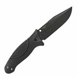 EX-F02 4.50" Fixed Clip Point Blade Knife - Black Kote with Rubber OverMolded Handle, Black, Black Sheath