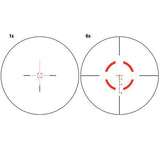 VCOG 1-6x24mm Riflescope - Red Horseshoe Dot-Crosshair, .308-175 Grain Ballistic Reticle, QR Mount, Black