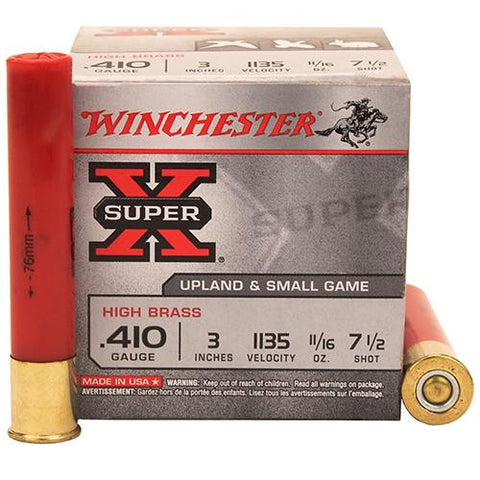 410 Gauge - Super-X, High Brass Game, 3", 11-16 oz, #7 1-2 Lead Shot, Per 25