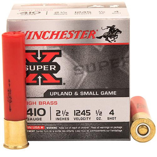 410 Gauge - Super-X, High Brass Game, 2 1-2", 1-2 oz, #4 Lead Shot, Per 25