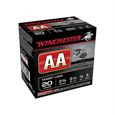 AA Target Load - 20 Gauge, 2 3-4", 7-8 oz 9 Shot, (Per 25)