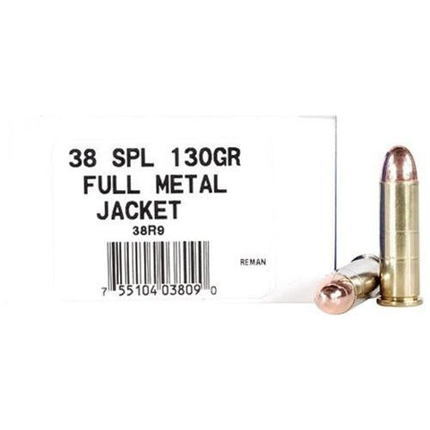 38 Special Remanufactured - 130 Grains, Full Metal Jacket, Per 50