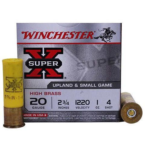 20 Gauge - Super X High Brass Game, 2 3-4", 1 oz, #4 Lead Shot, Per 25