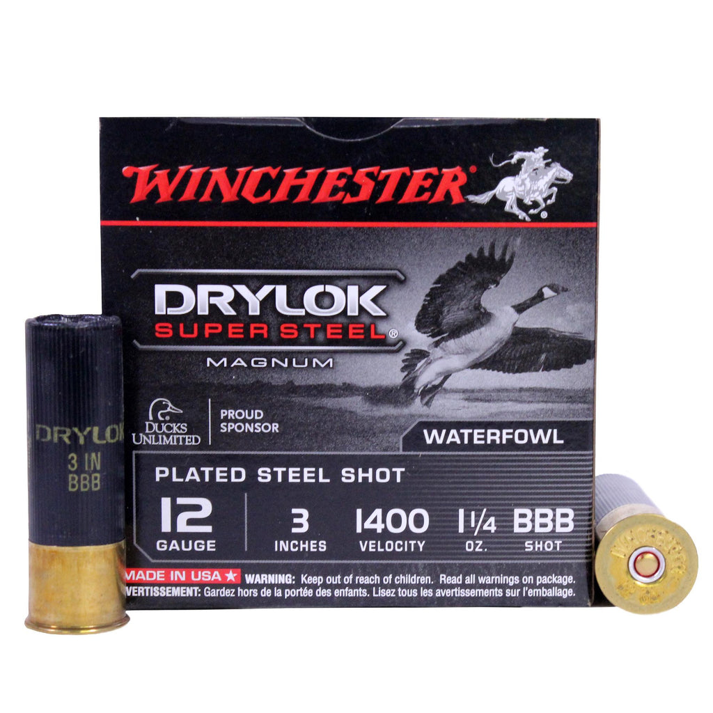 12 Gauge - Super X Dryloc Plated, 3", 1 1-4 oz, #BBB Steel Shot, Per 25