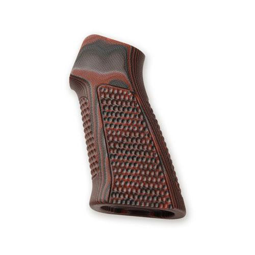 AR-15 No Finger Grooves, Grip - Pirahna G10 Red Lava