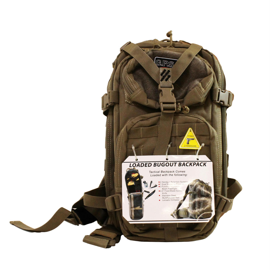 Loaded Bugout MOLLE Backpack, Nylon, Tan