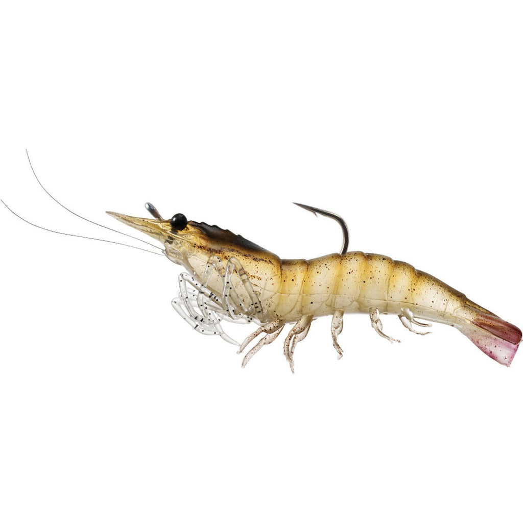 Rigged Shrimp Soft Plastic - Saltwater, 3", #1-0 Hook, Variable Depth,  Brown Shrimp, Per 4