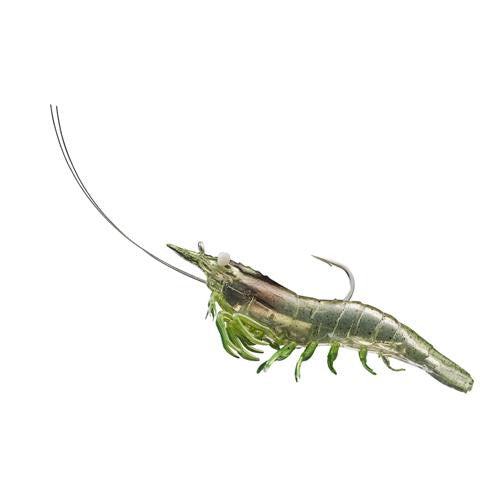 Rigged Shrimp Soft Plastic - Saltwater, 4", #2-0 Hook, Variable Depth,  Grass Shrimp, Per 4