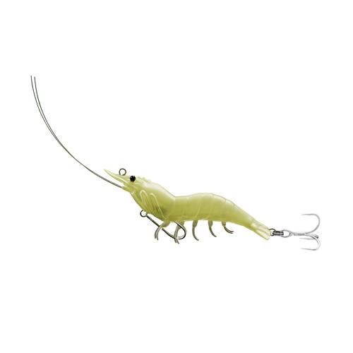 Shrimp Hybrid Bait - Saltwater, 4", #4-#2 Hooks, Variable Depth, r: Glow Shrimp