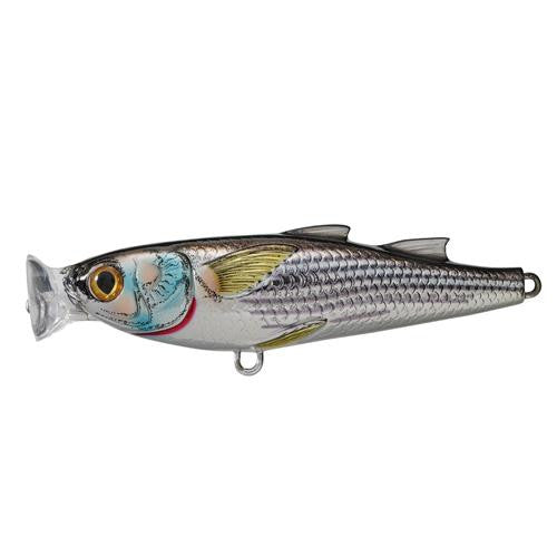 Mullet Popper - Saltwater, 4 3-4", #1 Hook, Topwater Depth, Silver-Blue