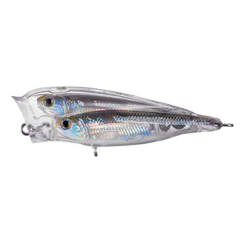 Glass Minnow Juvenile Baitball Popper - Freshwater, 2 1-2", #6 Hook, Topwater Depth, Silver-Smoke