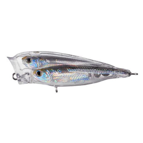 Glass Minnow Juvenile Baitball Popper - Freshwater, 3", #4 Hook, Topwater Depth, Silver-Smoke