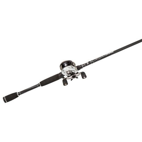 Silver Max Baitcast Low Profile Combo - 6.4:1 Gear Ratio. 6 Bearings, 7' 1pc Rod, 10-20 lb Line Rate, Fast Action, RH