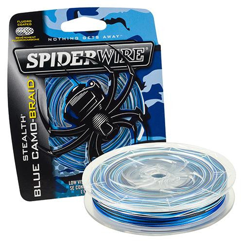 Stealth Braid Superline Line Spool - 125 Yards, 0.013" Diameter, 40 lbs Breaking Strength, Blue Camo