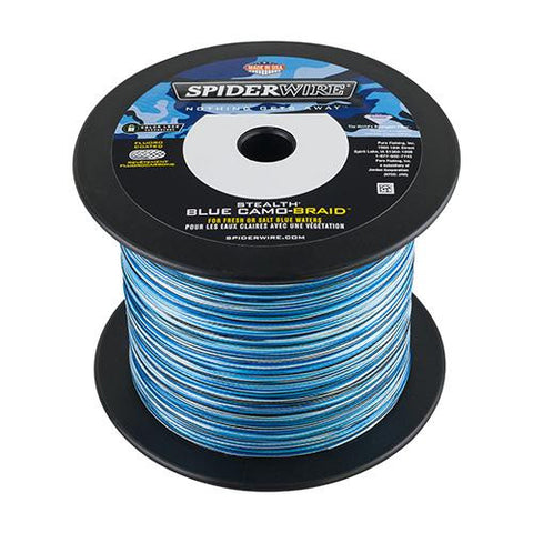 Stealth Braid Superline Line Spool - 1500 Yards, 0.008" Diameter, 10 lbs Breaking Strength, Blue Camo