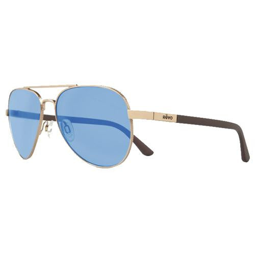 Raconteur Sunglasses - Gold Frames, Blue Water Serilium Lens