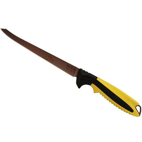 Mr. Crappie Slab Slinger - 6 1-2" Fillet Blade, Yellow Nylon and Tactile Overmold Handle, Boxed